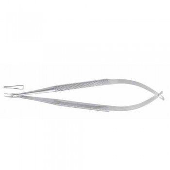 Barraquer Micro Needle Holder Curved - Very Delicate - Round Handle Stainless Steel, 14 cm - 5 1/2"